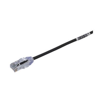 Cable de Parcheo TX6, UTP Cat6, Diámetro Reducido (28AWG), Color Negro, 0.3 Metros (1 Pie)