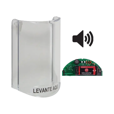 Cubierta Protectora De Policarbonato, Súper Resistente, Con Sonido, Texto En Español, Para Botones Multiusos Serie Stopper Station De STI