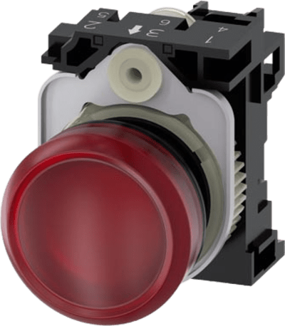 Lampara de señalización plástica con led color Roja, 24Vca-Vcd