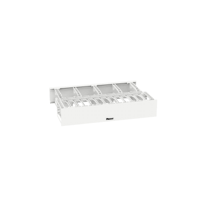 Organizador de Cables Horizontal NetManager de Alta Densidad, Doble (Frontal y Posterior), Para Rack de 19in, 2UR, Color Blanco