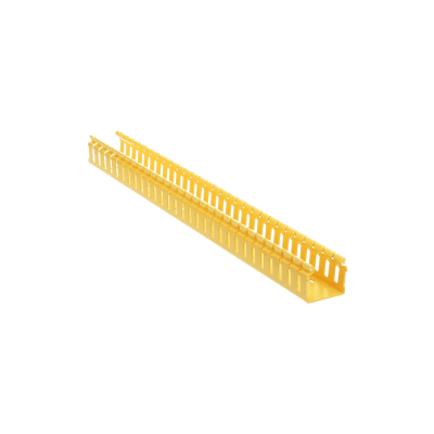 Canaleta Ranurada de PVC sin Tapa, Tipo H (Tapa Abisagrada), 2 in de Ancho, 2 in de Alto y 3048 mm de Largo, Color Amarillo