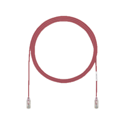Cable de Parcheo UTP Cat6A, CM/LSZH, Diámetro Reducido (28AWG), Color Rojo, 0.91 Metros (3 Pies)