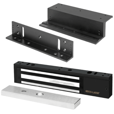 Kit Para Control de Acceso Incluye Chapa Magnética de 600 Lbs / Montaje En Z y L /  Uso Interior / Certificación UL / Color Negro / Diseño Elegante