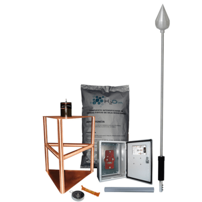 Kit de Pararrayo con Punta de Acero inoxidable, con Diámetro de Protección de 200 metros.