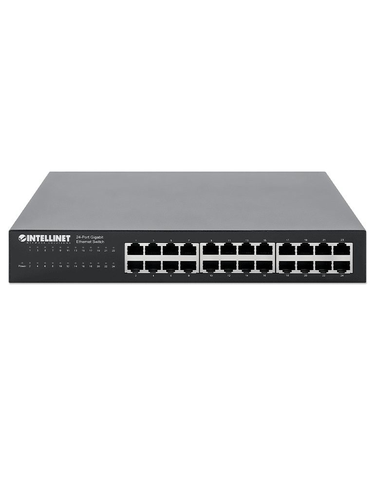 INTELLINET - 561273 - Switch Gigabit Ethernet de 24 puertos / 24 puertos RJ45 10/ 100/ 1000 Mbps, IEEE 802.3az Ethernet Eficiente en Energía, para Escritorio, para montaje en rack de 19"