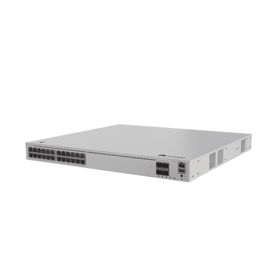 Switch de Distribución/Core Gigabit Administrable PoE Capa 3 / 24 puertos 1000/2.5Gbps (PoE) / 4 Puertos 10GE SFP+ Uplink / ERPS / Rutas Estáticas / iStack / PoE Perpetuo / 400W / Administración Nube Gratis