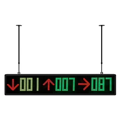 Pantalla LED de Guiado para Estacionamiento Interior/ 9 Dígitos y 3 Iconos / Multicolor 7 Colores / 1700 cd/m² de Brillo / Comunicación RS485-RJ45 / Instalación con Bracket Ajustable 560-1020 mm