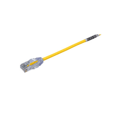 Cable de Parcheo TX6, UTP Cat6, Diámetro Reducido (28AWG), Color Amarillo, 7.62 Metros (25 Pies)
