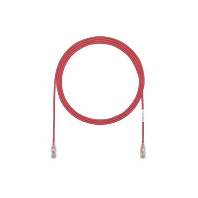 Cable de Parcheo TX6, UTP Cat6, Diámetro Reducido (28AWG), Color Rojo, 3.05 Metros (10 Pies)