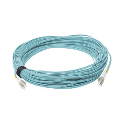 Jumper de Fibra Óptica Multimodo 50/125 XGLO OM3, LC-LC Duplex, OFNR, Color Aqua, 30 Metros (98.43 Pies)