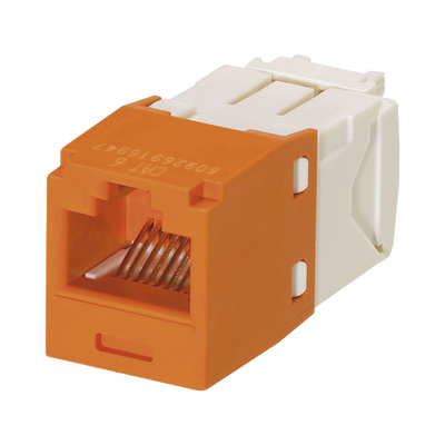 Conector Jack RJ45 Estilo TG, Mini-Com, Categoría 6, de 8 Posiciones y 8 Cables, Color Naranja