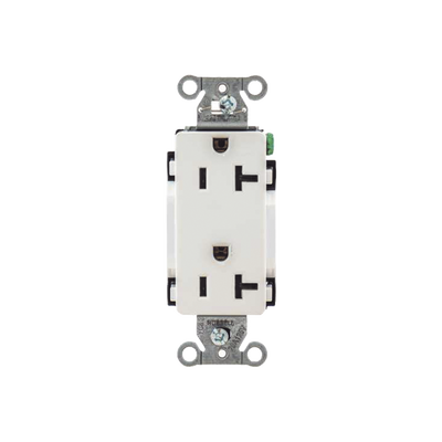 Contacto Duplex Decorador 20 A 125V / 2 Polos 3 Hilos/ Nema 5-20 R / Color Blanco.