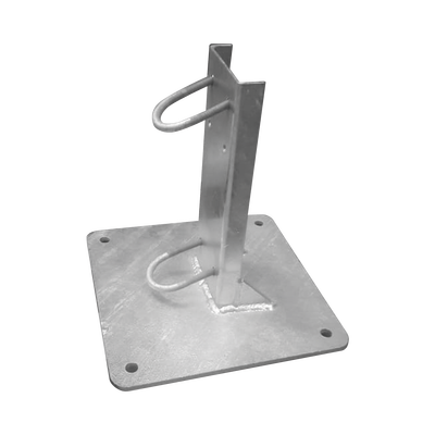 Base Recta Reforzada Galvanizada para Mástil de 1" a 2" de Diámetro.