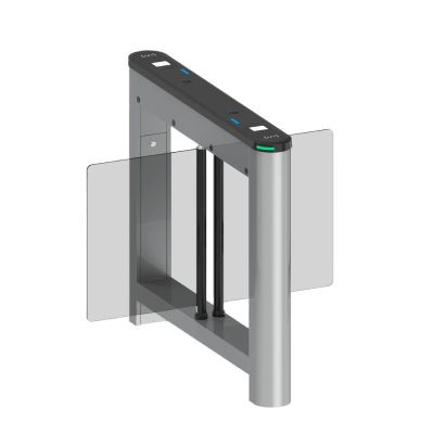 Barrera Abatible para un carril de acceso peatonal con cubiertas intercambiables