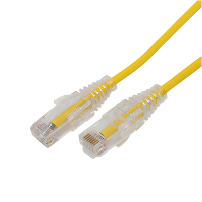 Cable de Parcheo Slim UTP Cat6A - 5 Metros (16.40 Pies) Amarillo, Diámetro Reducido (28 AWG)