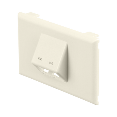 Placa de Pared Horizontal T70, Salida Para 2 Puertos Mini-Com, Con Espacios Para Etiquetas, Color Blanco Mate