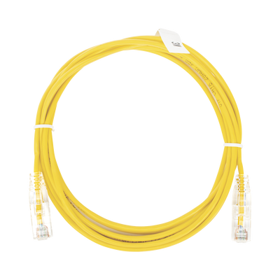 Cable de Parcheo Slim UTP Cat6 - 3 Metros (9.84 Pies) Amarillo Diámetro Reducido (28 AWG)