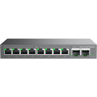 Switch L2 Lite Administrable de 10 Puertos / 8 Puertos Ethernet 2.5 Gigabits / 2 Puertos SFP+ 10 Gigabits / VLAN / QoS / Montaje en Escritorio o Pared / Compatible con GDMS