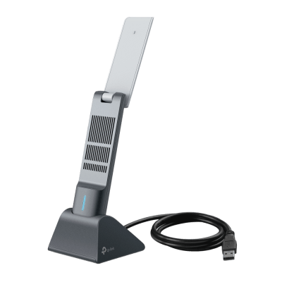 Adaptador USB Wireless Wi-Fi 6 / AX3000 (2402 Mbps + 574 Mbps) / Antenas de Alta Ganancia / USB 3.0 / Baja Latencia Gaming / WPA3 / Cuna Desmontable con Cable 1.2 m (3.9 ft)