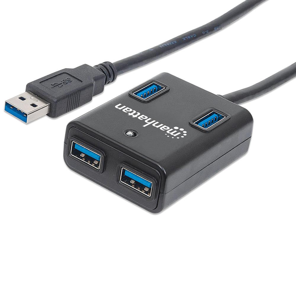 HUB USB V3.0 MANHATTAN 4 PTOS SUPER VELOCIDAD 162296