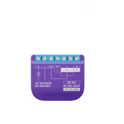 Relay Switch Inteligente Garaje / WiFi + BLE / Control Remoto App / Compatible Matter / Entrada 12-48V CC / Salida 30V 10A / 42 x 36 x 16 mm (1.7 x 1.4 x 0.6 in)
