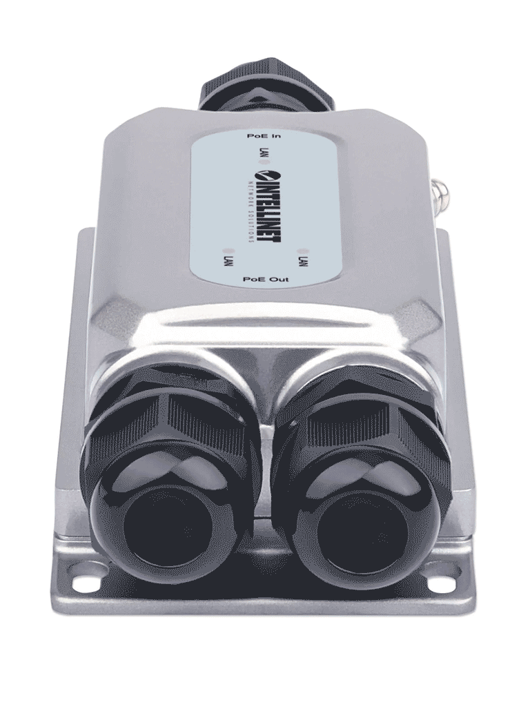 INTELLINET - 561648 - Extensor para exteriores Ultra PoE con 2 salidas Gigabit Ethernet / Dos puertos de 30 W, extiende el PoE hasta 100 m, 60 W de Presupuesto de Energía, cumple con IEEE 802.3bt/at/af, IP67 a prueba de agua, Índice IK10, Carcasa de metal