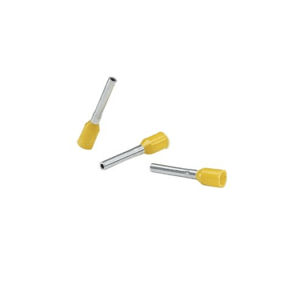 Ferrule Aislado PAN-TERM para Cable 18 AWG, Largo 12mm, DIN Color Amarillo. Paquete 500 Piezas
