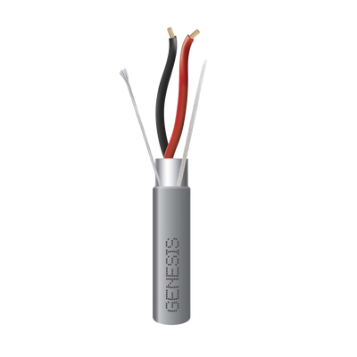 Carrete de 305 Metros (1000 Pies) de Cable / 2 x 16 AWG / Riser / Blindado / Tipo CMR-CL3R-FPLR-FT4 / Color Gris / Aplicaciones de Alarmas de Intrusión/Control de Acceso/ Automatización / Interfonos y Tv Porteros