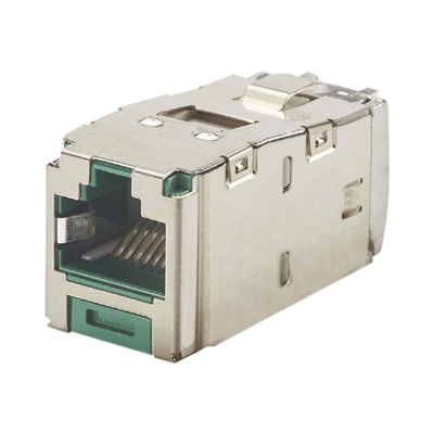 Conector Jack RJ45 Blindado, Estilo TG, Mini-Com, Categoría 6A, de 8 Posiciones y 8 Cables, Color Verde