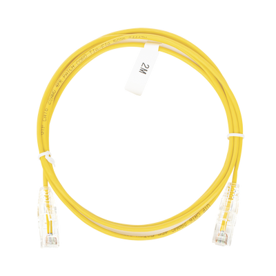 Cable de Parcheo Slim UTP Cat6 - 2 Metros (6.56 Pies) Amarillo Diámetro Reducido (28 AWG)