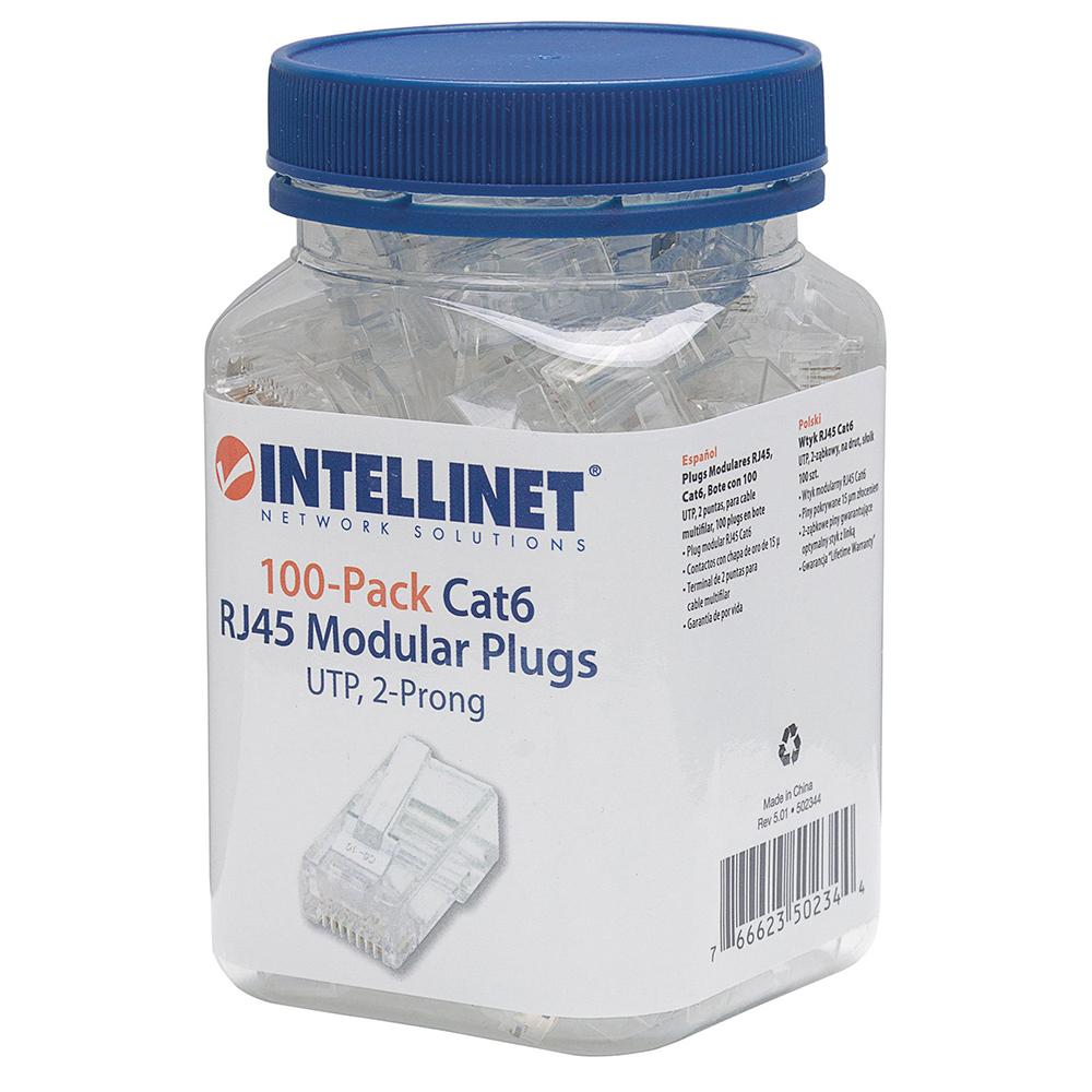 PLUG RJ45 CAT6 MULTIFILIAR UTP BOTE 100PZAS INTELLINET 502344