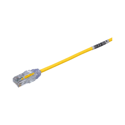 Cable de Parcheo TX6, UTP Cat6, Diámetro Reducido (28AWG), Color Amarillo, 6.1 Metros (20 Pies)