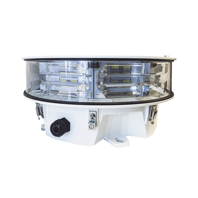 Baliza LED de Obstáculos Intensidad Media STAR Series / 20.000 cd Blanco/ 360° Cobertura Horizontal / IR Incluido 246 mW/sr / IP66 NEMA 4 / AC 