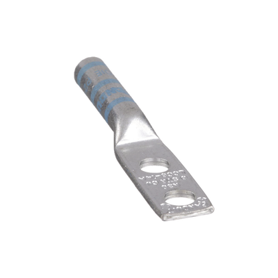 Zapata de compresión LCC6-14A-L para cal. 6 Awg, Doble barreno para tornillo prisionero de 1/4, Espaciado de orificio 16mm, 1 Pz