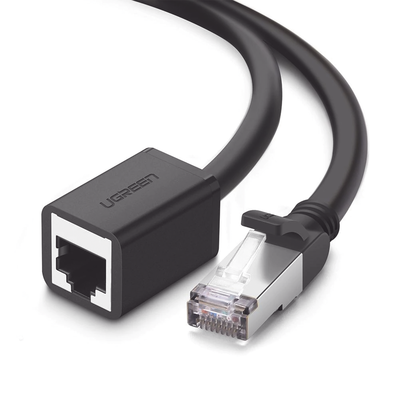 Cable de Extensión Cat6 RJ45 F/UTP / Macho a Hembra / 1m / Método de conexión 568B / Velocidad de transmisión 1000Mbps / Ancho de banda del canal 250MHz /Caja de Cobre / Negro