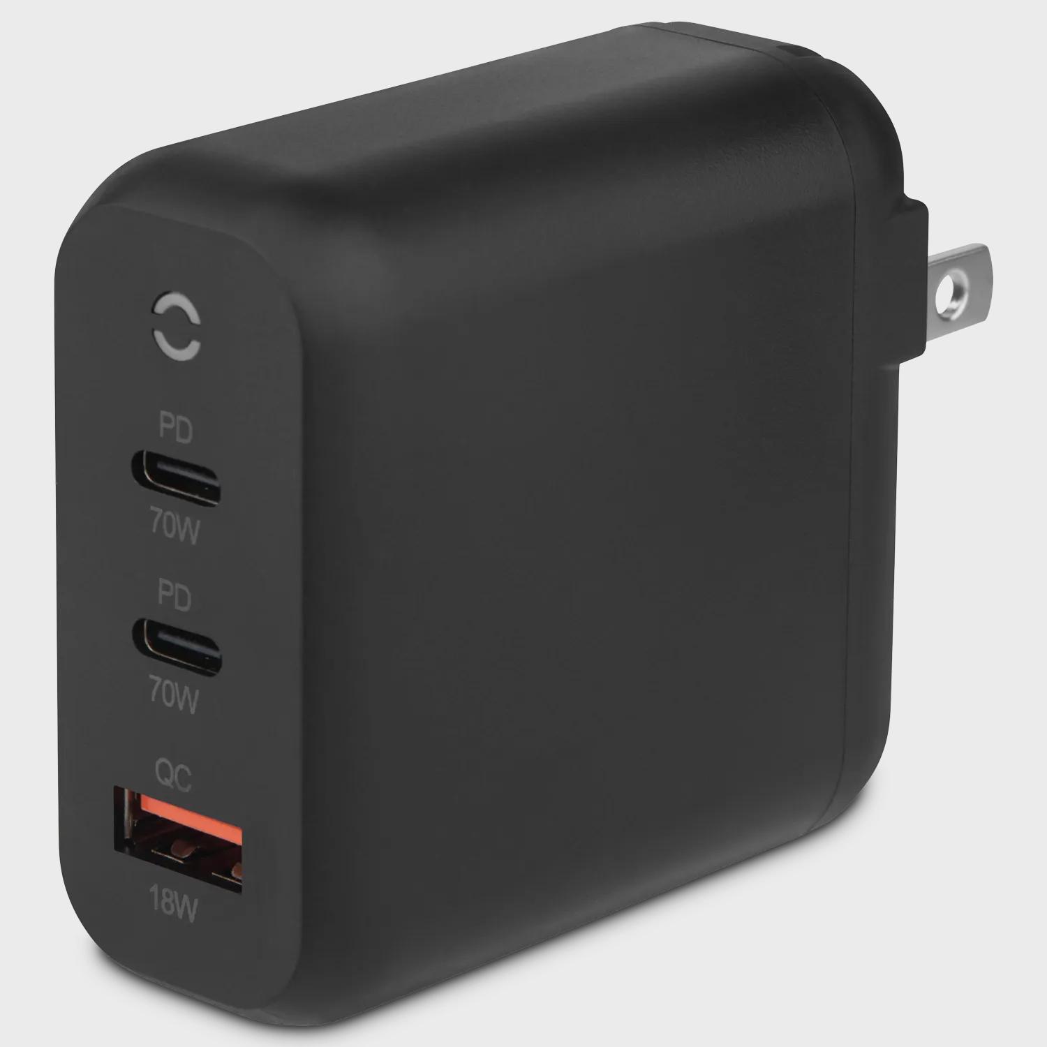GETTTECH CARGADOR DE PARED CARGA RÁPIDA GAN, 70W, USB-C/USB-A - MODELO: GBD-WC70B