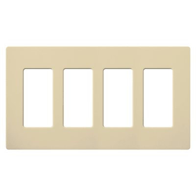 Placa de pared 4 espacios, color blanco, para atenuador (dimmer), switch ó control remoto PICO inalámbrico