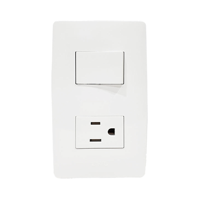 Apagador Escalera y Contacto de 127 V~60 Hz 10/15 A.