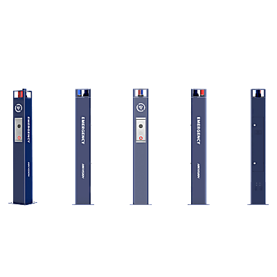Estación de Pánico / Cámara IP 4MP / Audio Bidireccional 5 m / Micrófono Omnidireccional / Altavoz 30 W / Resistente a Vandalismo / IP66 / Montaje en Piso