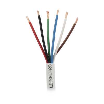Bobina de Cable 305 Metros (1000 Pies): 6 x 18 AWG, Color Blanco, CMR, Para Sistemas de Seguridad y Alarmas