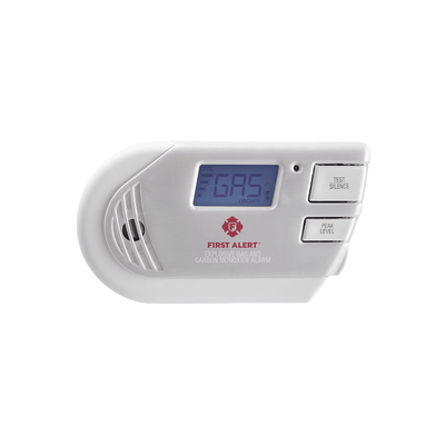 Detector Combo de Combinación de Gases Explosivos: Metano (GN), Propano (LP) y Monóxido de Carbono (CO), Con Pantalla Digital Retroiluminada, 120 Vca y Batería de Respaldo