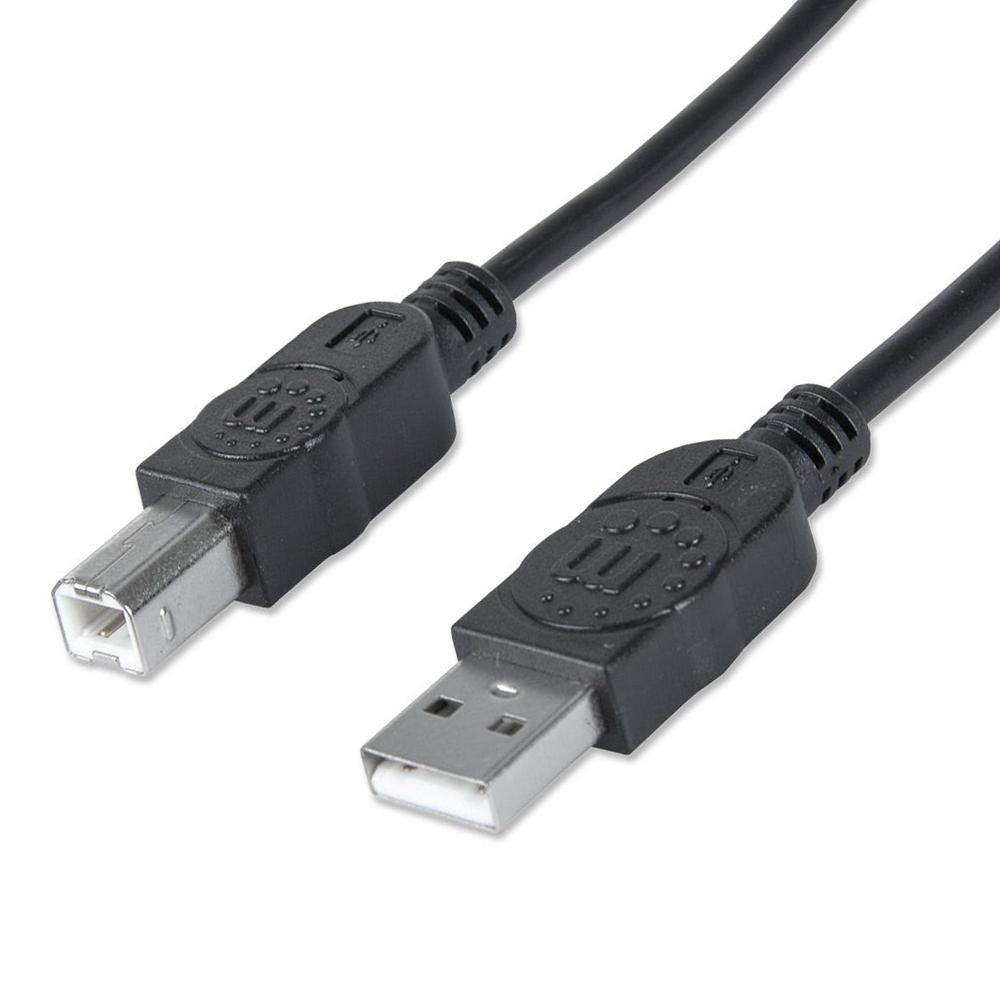 CABLE USB V2.0 MANHATTAN A-B  5.0M, NEGRO 337779