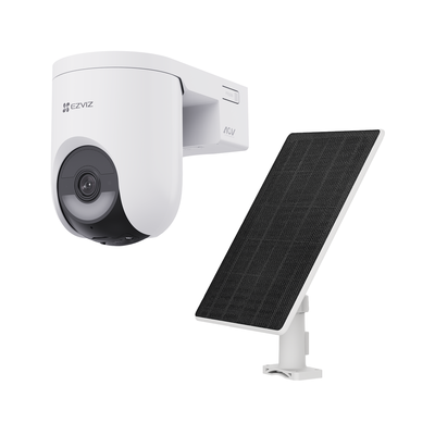 Kit Cámara PT 4G y Wi-Fi / 2K+ (4Megapixel)  / IA Detección Humano-Vehiculo / Color Nocturno / Batería 5200 mAh / IP65 / Incluye  Panel Solar 5W IP65