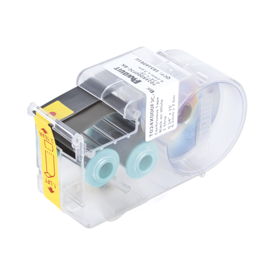 Casete de Etiquetas de Poliolefina de Cinta Continua, Color Blanco sobre Negro, Uso Interior/Exterior, 6.1 mm de Ancho x 7.6 metros (24.93 pies) de Largo