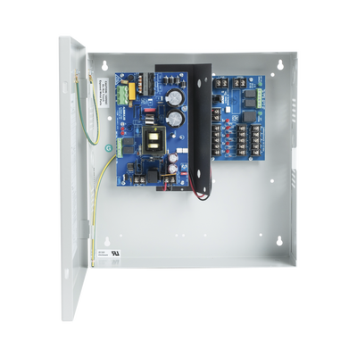 Fuente de Poder con Respaldo, 12 o 24 Vcc, 6 A, 72 W, 5 Salidas, Entrada 115 Vca, Para Control de Acceso y CCTV