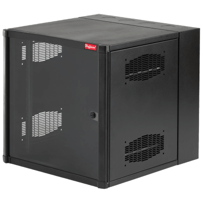 Gabinete AccessPlus de Montaje en Pared de 19in, Rieles Numerados y Roscados #10-32, Puerta con Ventana de Seguridad, 600 mm de Ancho, 762 mm de Profundidad, 12 UR, Color Negro