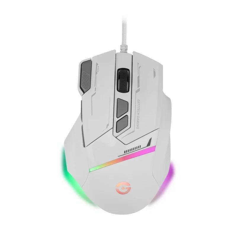 MOUSE GETTTECH GAMER 7200 DPI RGB USB BLANCO/GRIS GPM-RGBWR-G1-WH