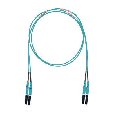 Jumper de Fibra Optica Multimodo 50/125 OM3, LC-LC Duplex, LSZH (Cero Halógenos), Color Aqua, 1 Metro (3.28 Pies)