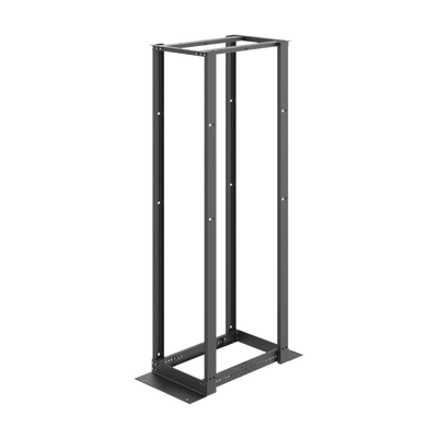 Rack de Cuatro Postes Estándar de 19", Rieles Numerados y Roscados #12-24, Profundidad Ajustable de 450 a 1050 mm, 45 Unidades de Rack, Color Negro