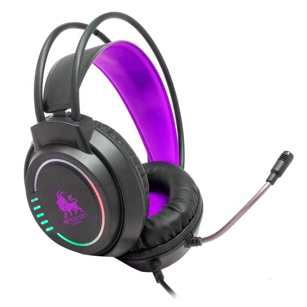 DIADEMA NECNON NBHG KIMERA RGB 3.5MM USB MICROFONO ALAMBRICO 2.10 METROS 3.5MM FLEXIBLE NEGRO MORADO NCAGKI13FL